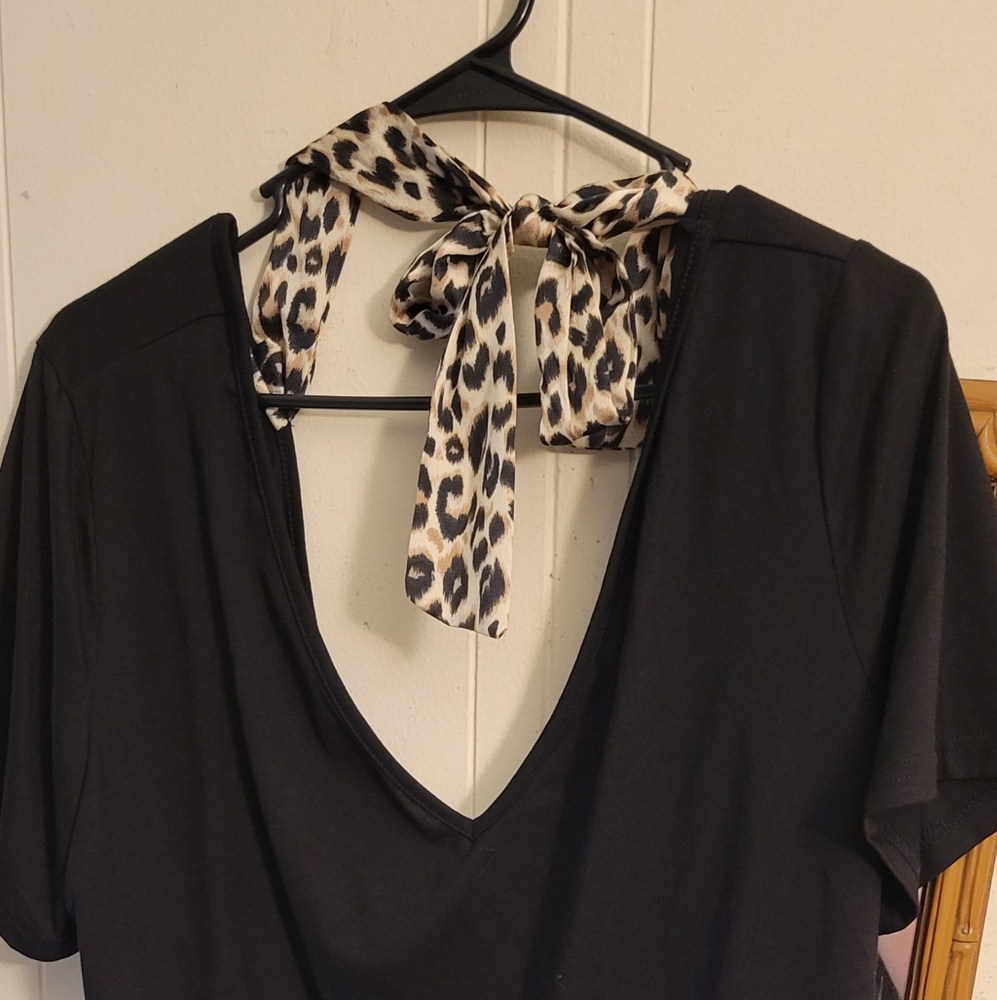 Leopard Tie Top